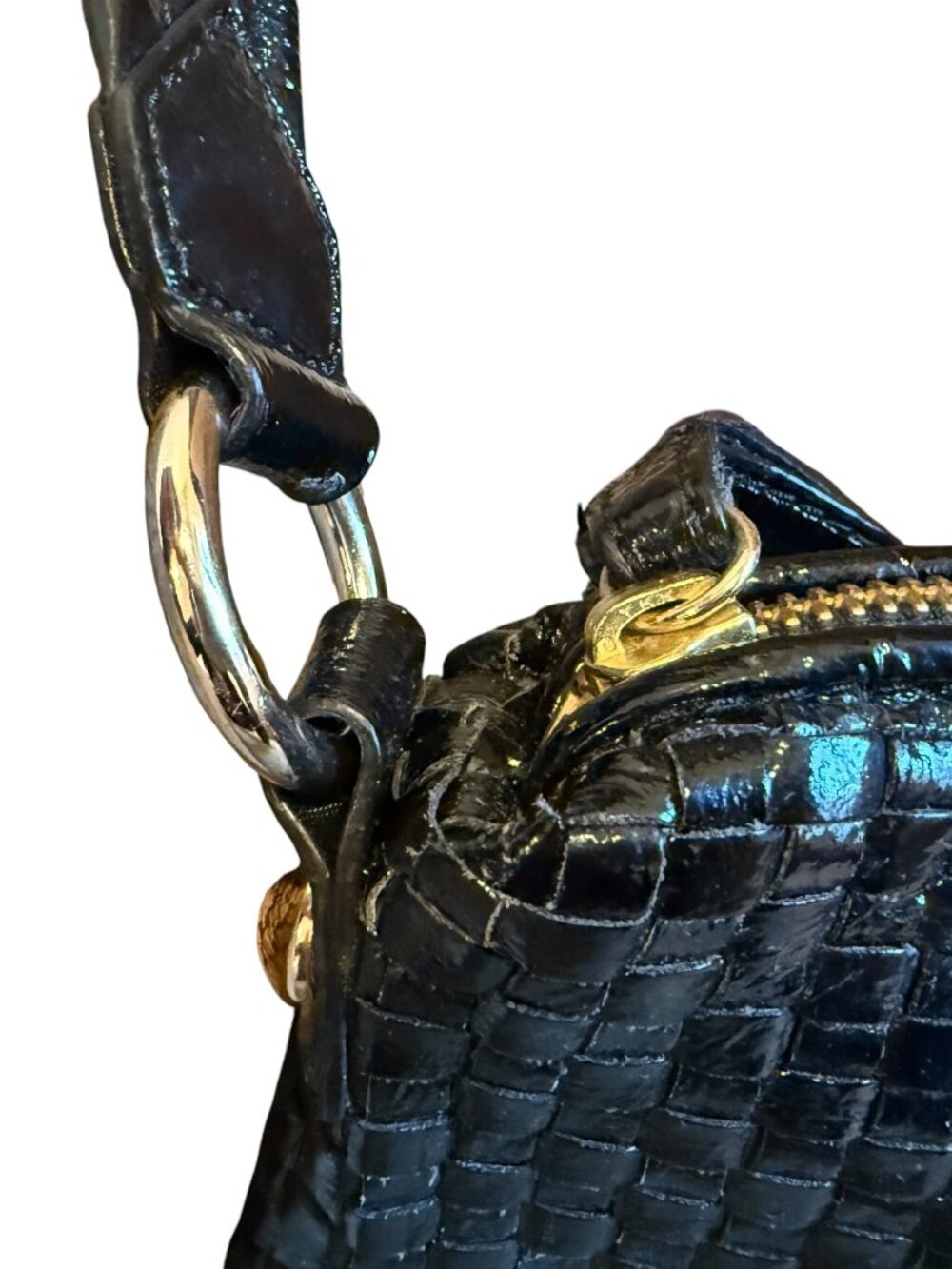 Elliott Lucca Woven Leather Shoulder Bag Black Small - Picture 5 of 7